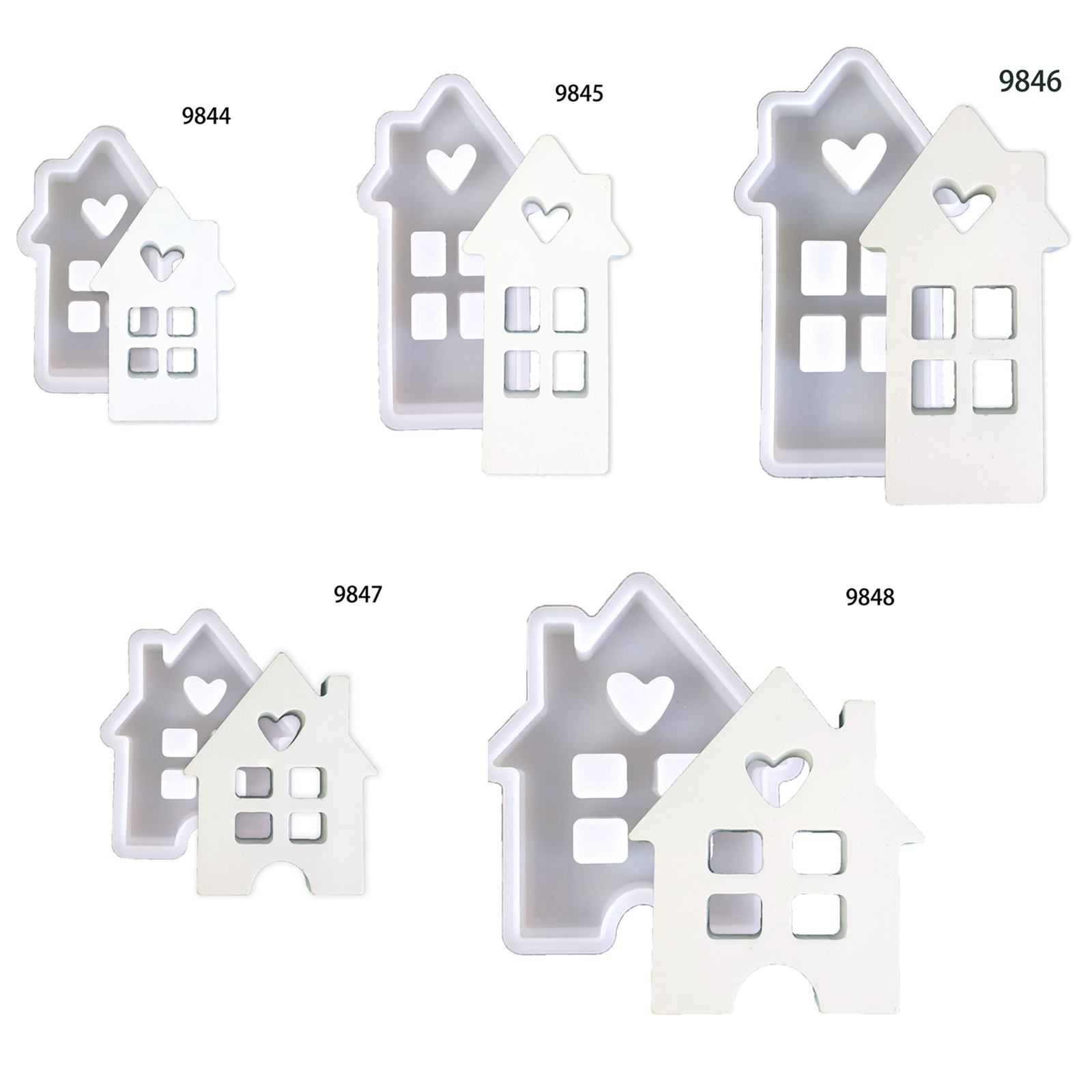 9844 - 9848 House home silicone molds for casting resin concrete cement mould gypsum mold scented candle silicone mold