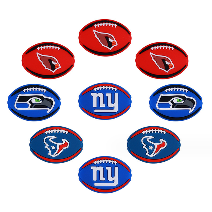 New 2023 Food Grade Silicone Beads  Western Character Football Team NFL Cartoon Silicone Focal Beads For Pen Making