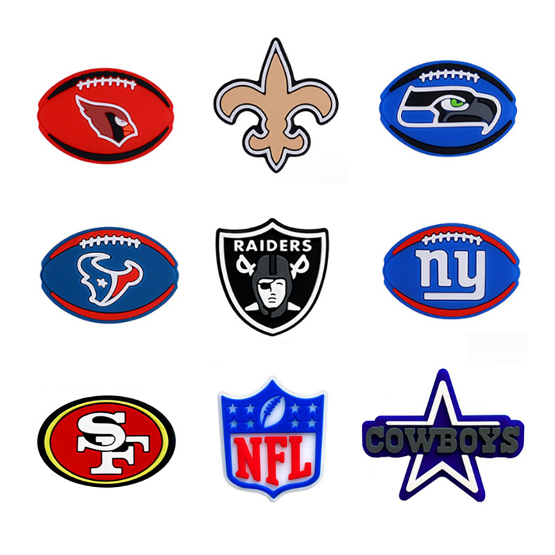 New 2023 Food Grade Silicone Beads  Western Character Football Team NFL Cartoon Silicone Focal Beads For Pen Making