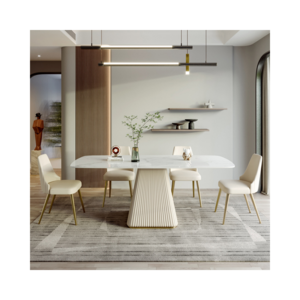 Italian Luxury Modern Designs 4 6 Seater Large Marble Dining Table And Chairs With Gold Legs