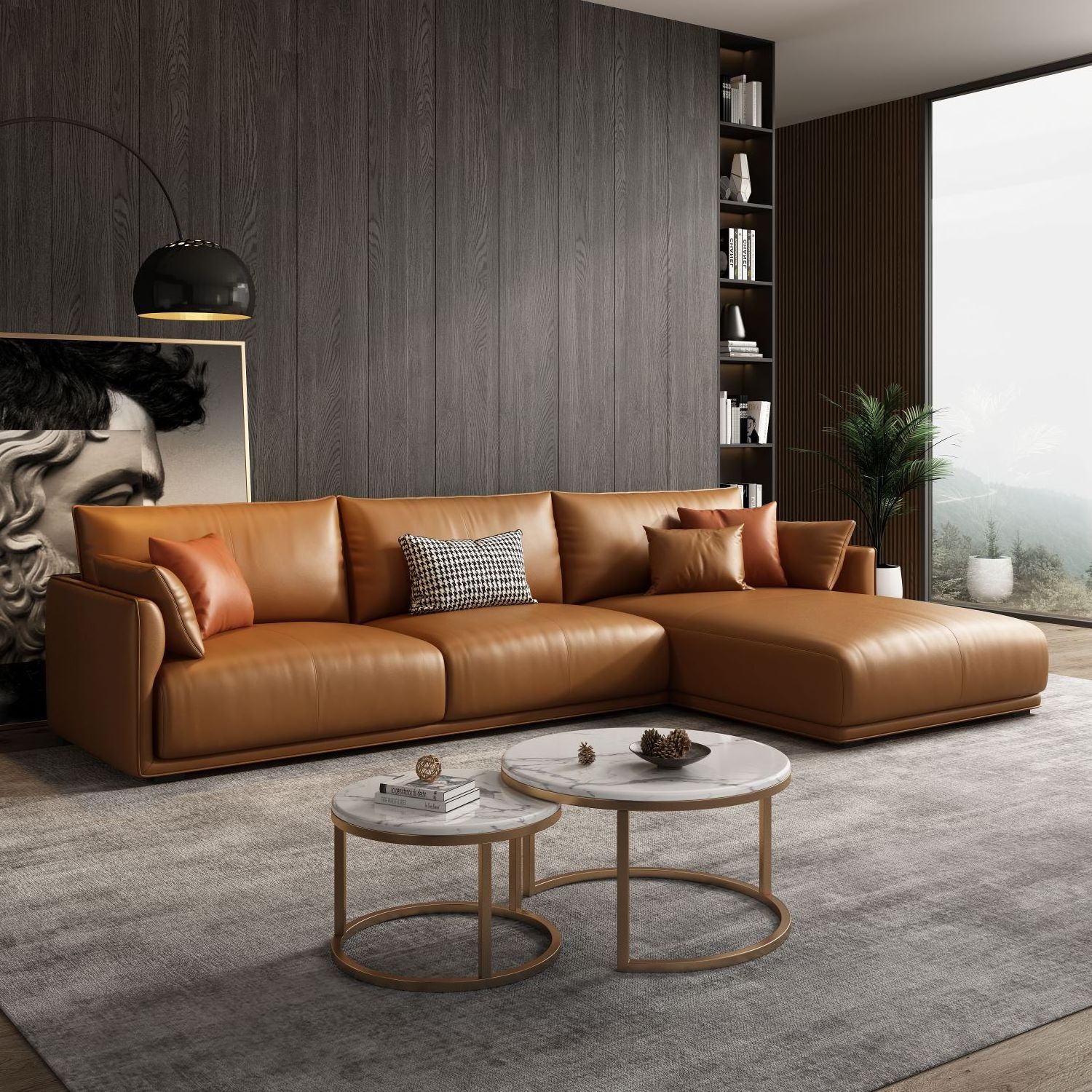 Wholesale modern sofa couch l shaped sofa set living room furniture italian genuine leather sofa