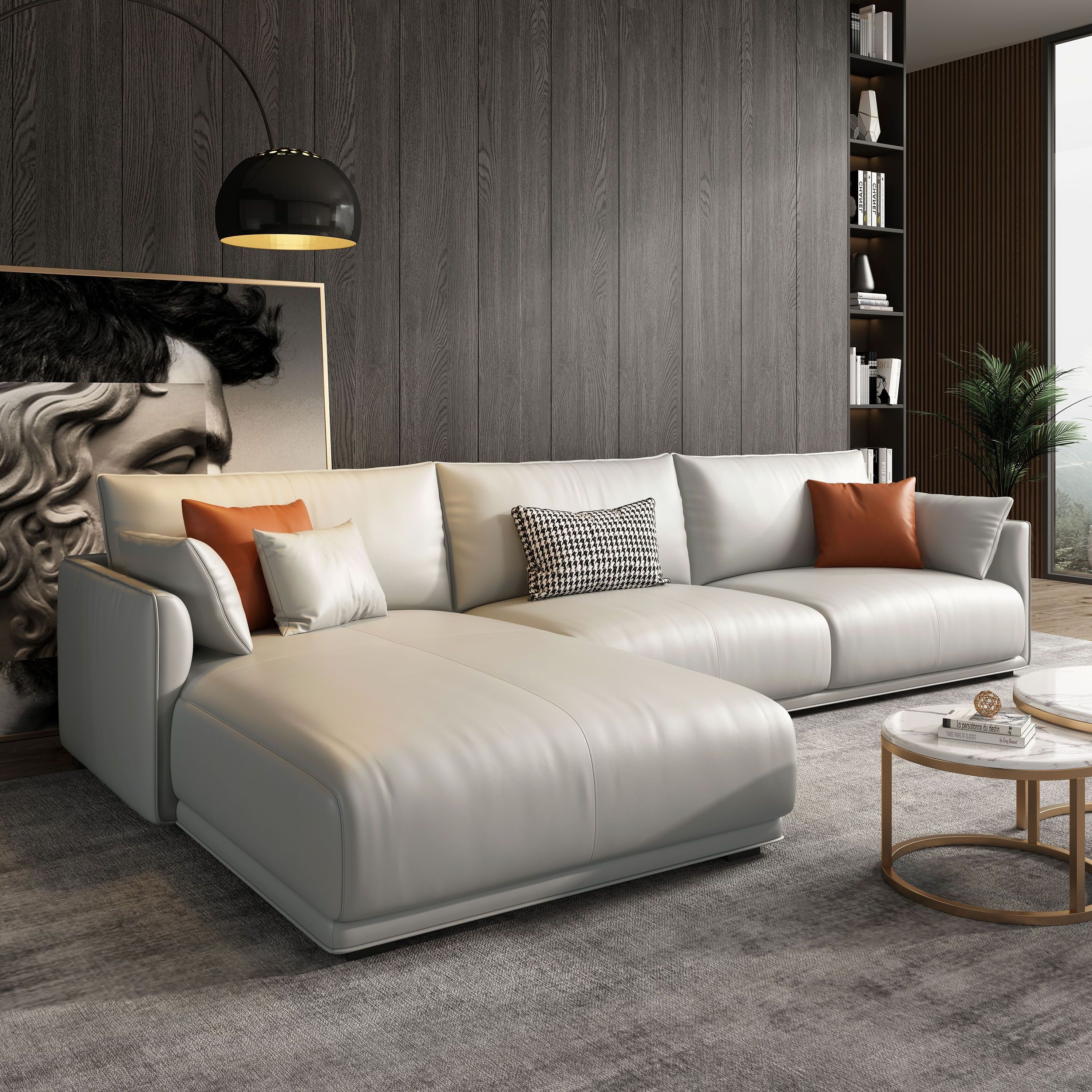 Wholesale Italian L shape french sofa modern leather sofa leather sectional sofa living room furniture