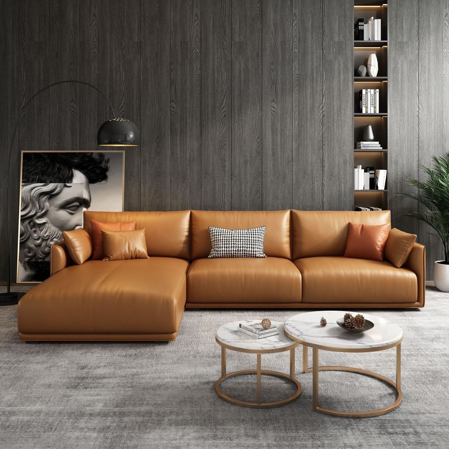 Wholesale modern sofa couch l shaped sofa set living room furniture italian genuine leather sofa