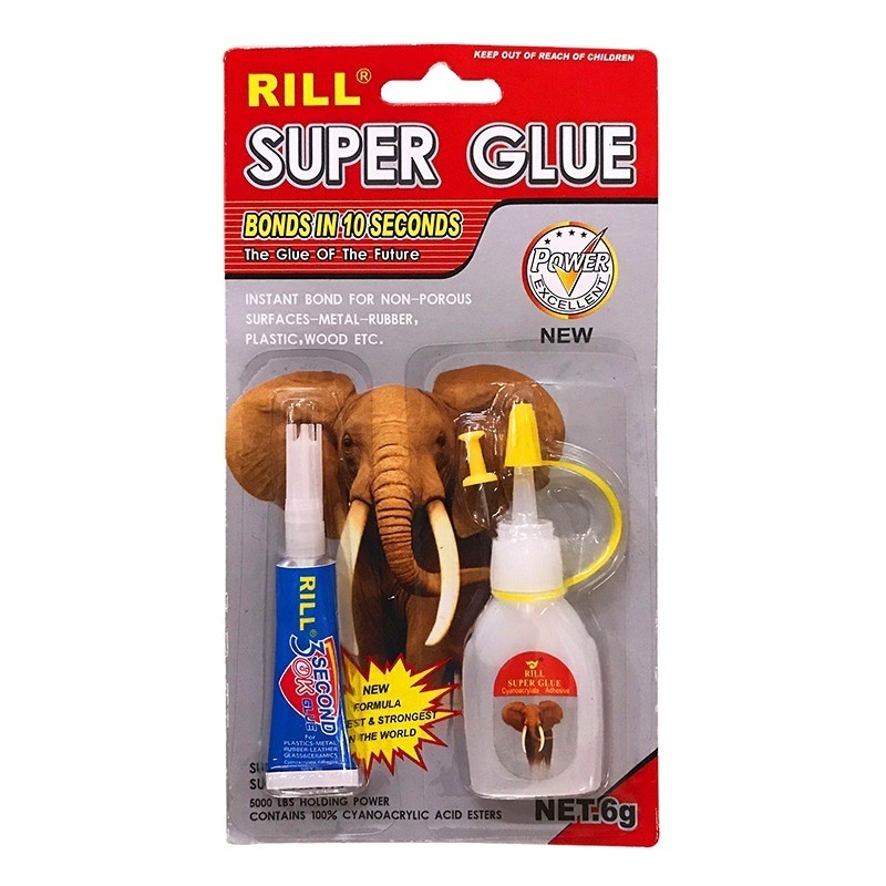 RILL elephant super glue instant 3 second 6g+3g 502glue elephant super glue power glue