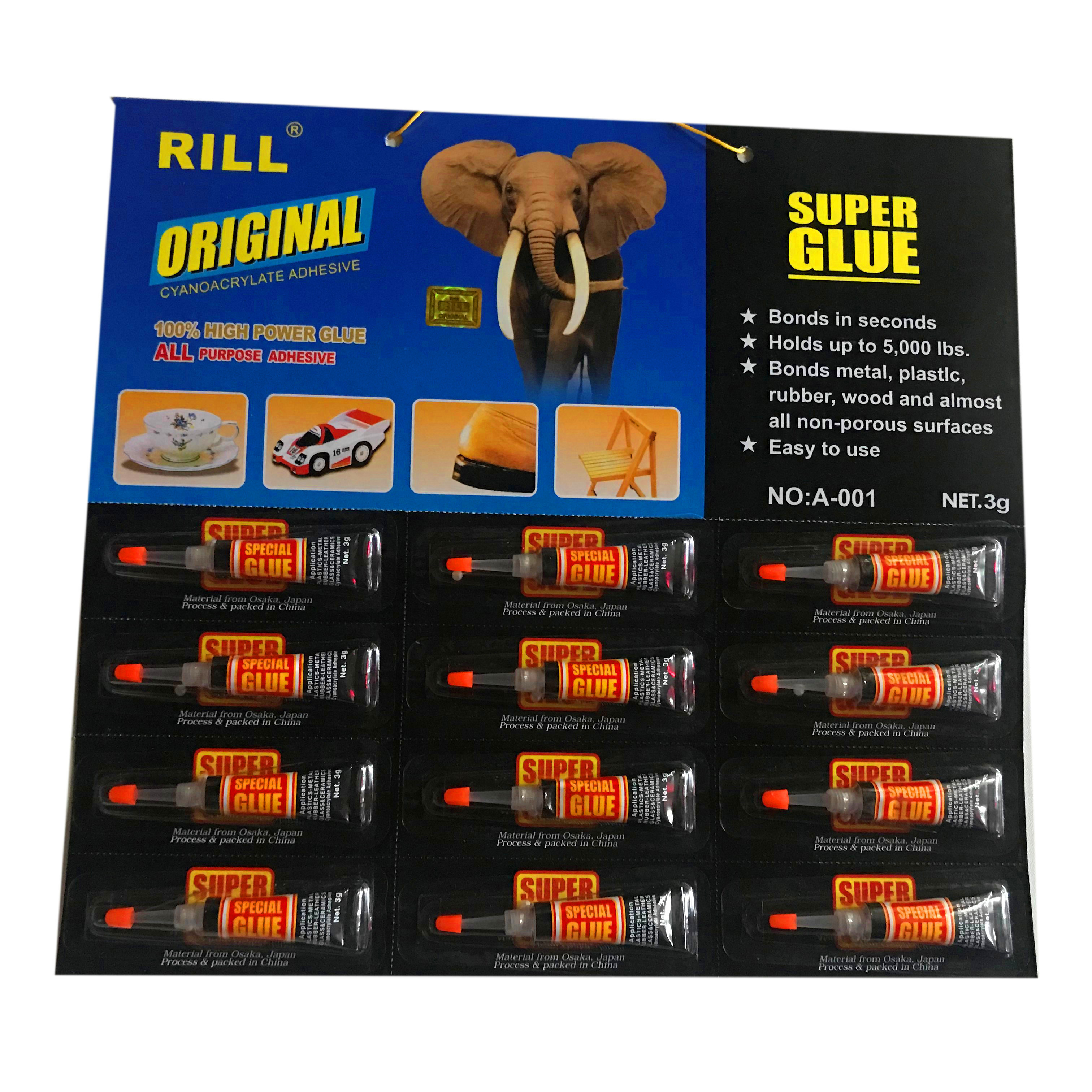 RILL elephant 1PC Super Glue502 bonds in 10 seconds power glue 3g  use for metal plastic wood fast dry adhesive