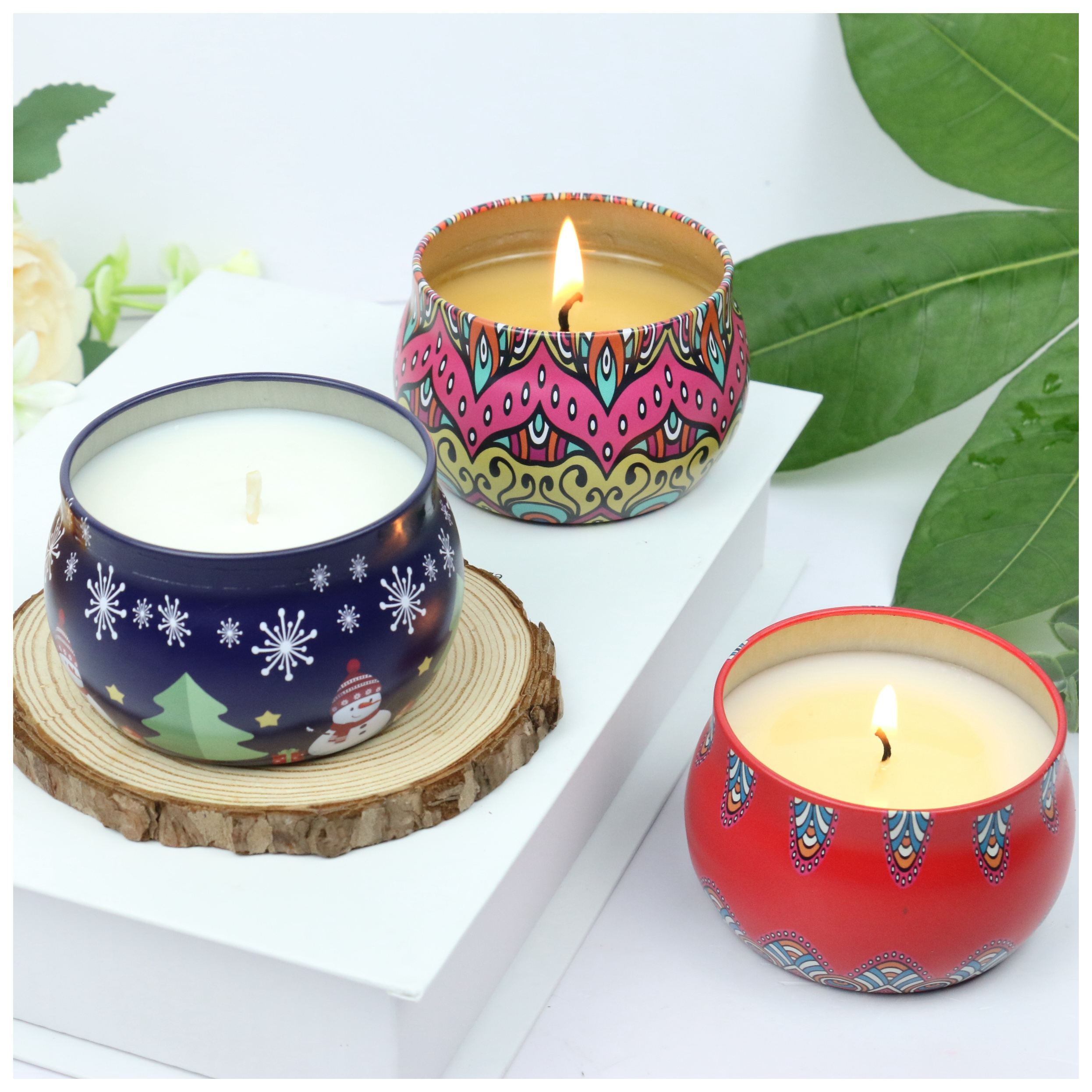 Candle wholesale affordable brand unique tin can bean wax home birthday scented candle