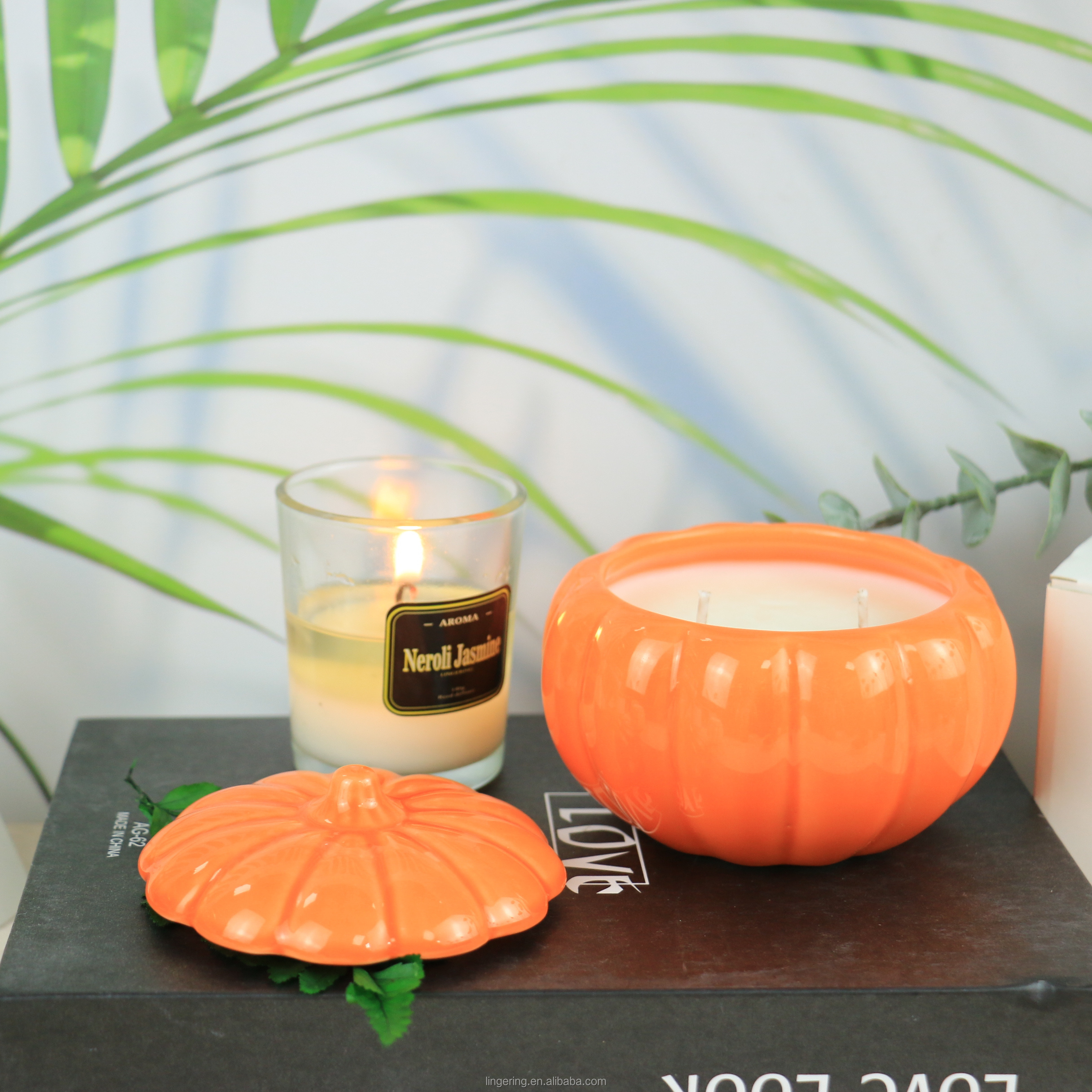 Pumpkin shaped ceramic scented candles own brand for warm romantic occasions ceramic scented candles