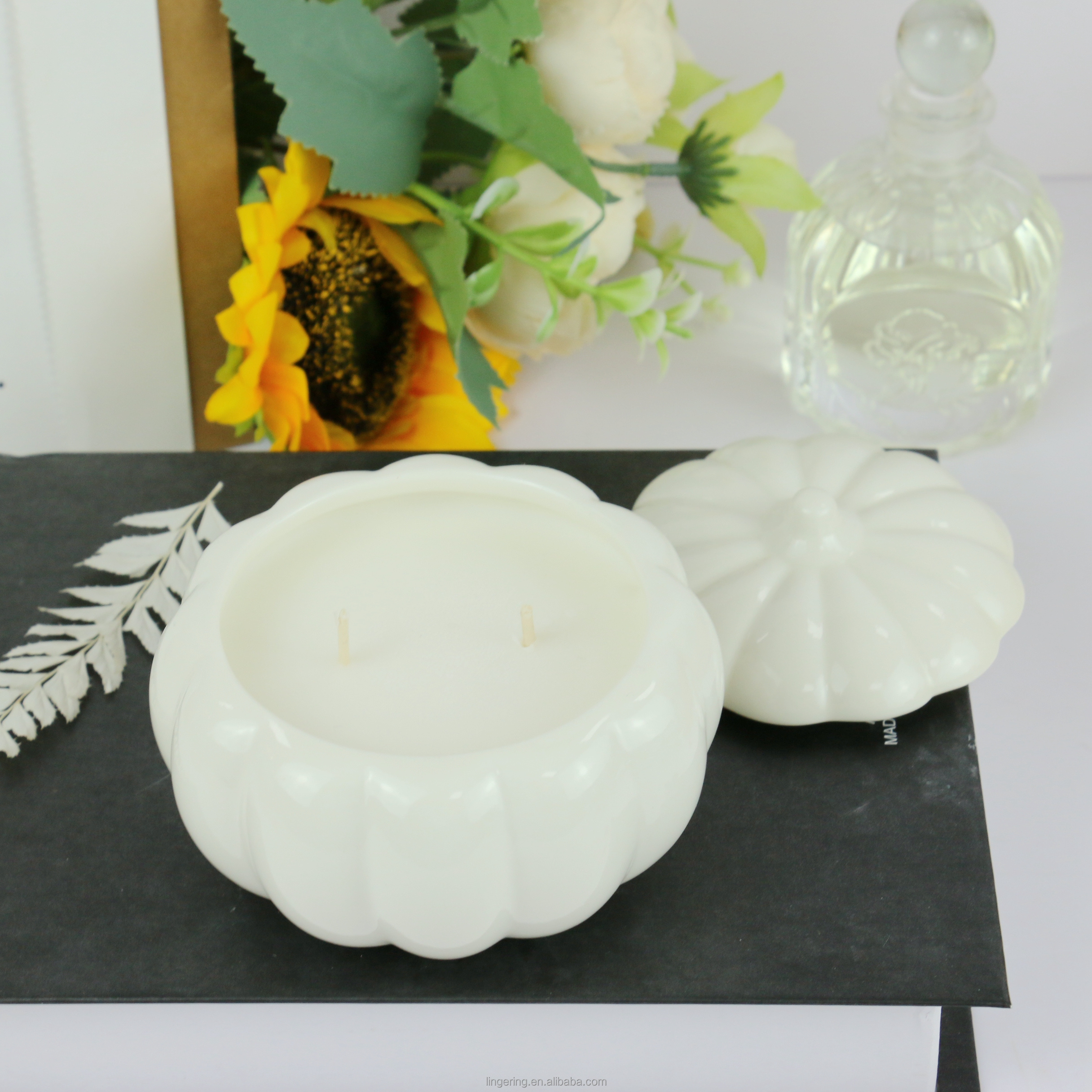 Pumpkin shaped ceramic scented candles own brand for warm romantic occasions ceramic scented candles