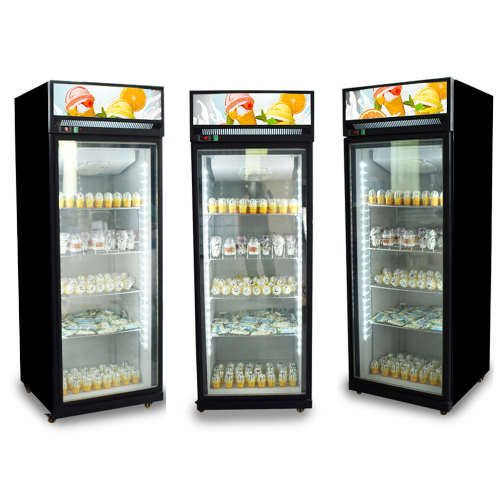 Low Temperature Glass Door Display Equipment Chicken Meat Cold Storage Freezer Milk Bar Ice Cream Display Refrigerator