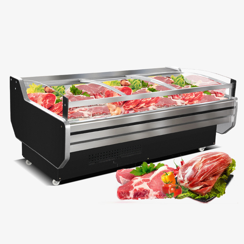 Supermarket Open Counter Cooked Fish Cold Food Fresh Meat Display freezer