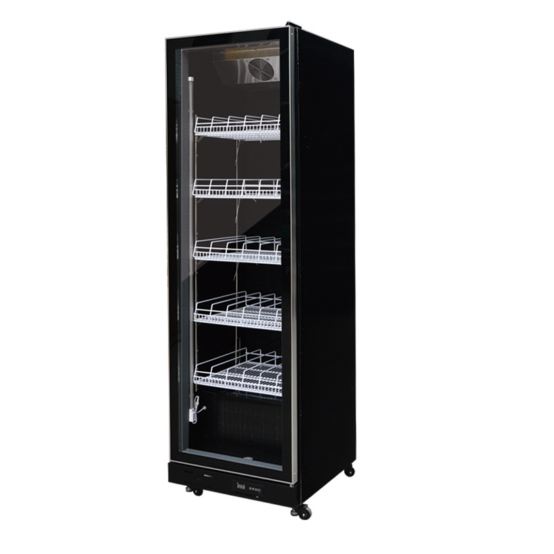 commercial beverage drinks beer single one glass door chiller refrigerator for supermarket