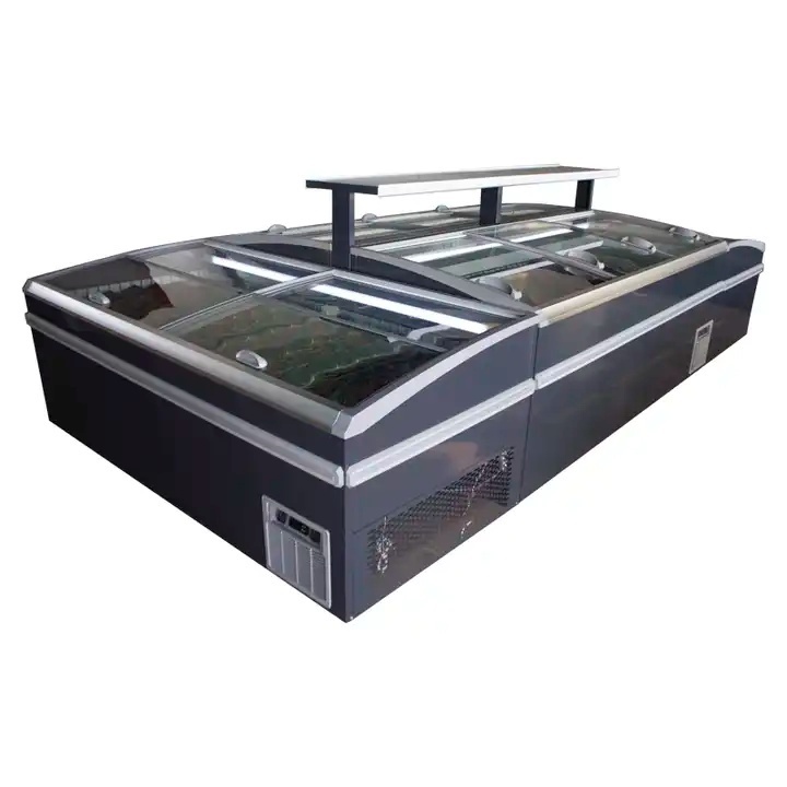 Wholesale Commercial Combined Deep Island Chest Freezer Glass Door Frozen Food Cabinet Open Top Horizontal Display Fridge