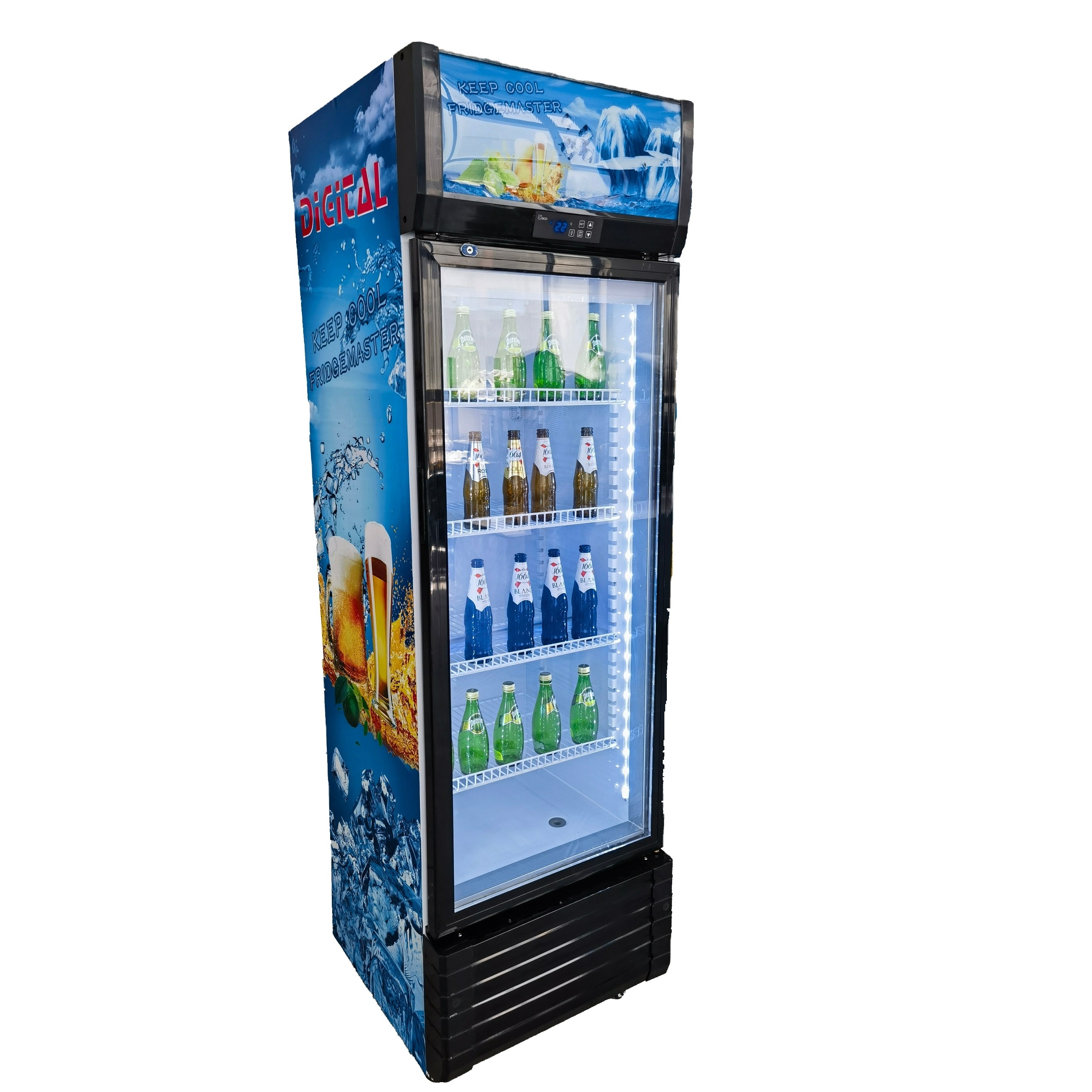 Factory Glass Door Display Freezer Upright Beverage Cooler Soft Drink Fridge with Good Quality