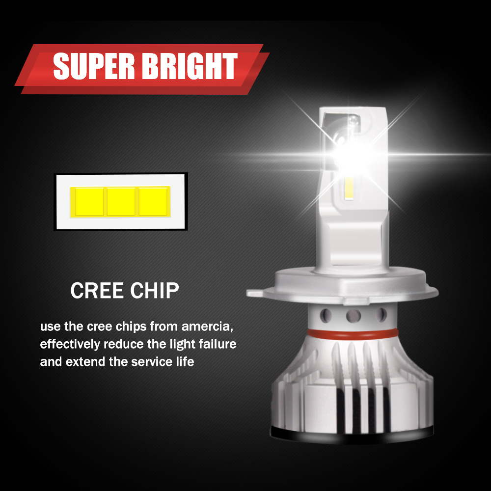 H4 H7 H11 high quality F2 LED Headlight 60W 8000lm Car LED Light H4 H7 car led bulb