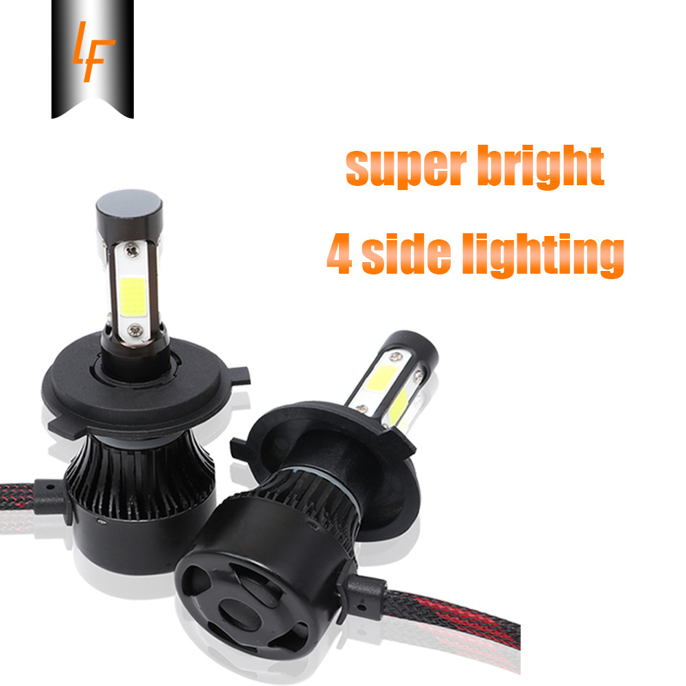 Super Bright High Low Beam 360 Degree led headlight 4 sides COB chip car headlight led h4