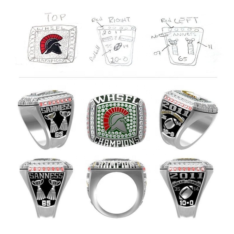 Football Basketball Baseball Softball Hockey Sports Award Mens Customized Name Logo usssa Youth Cheap Custom Championship Rings