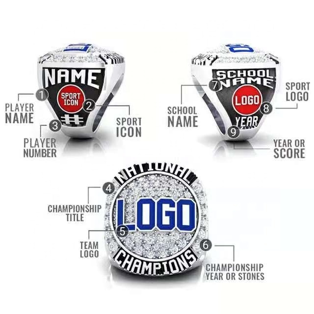 Football Basketball Baseball Softball Hockey Sports Award Mens Customized Name Logo usssa Youth Cheap Custom Championship Rings