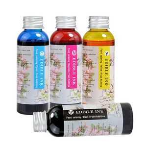 100ML/Bottle 4 Colors Refill Edible Ink Compatible For HP For Canon COFFEE Printer Digital Printing On cake Printer