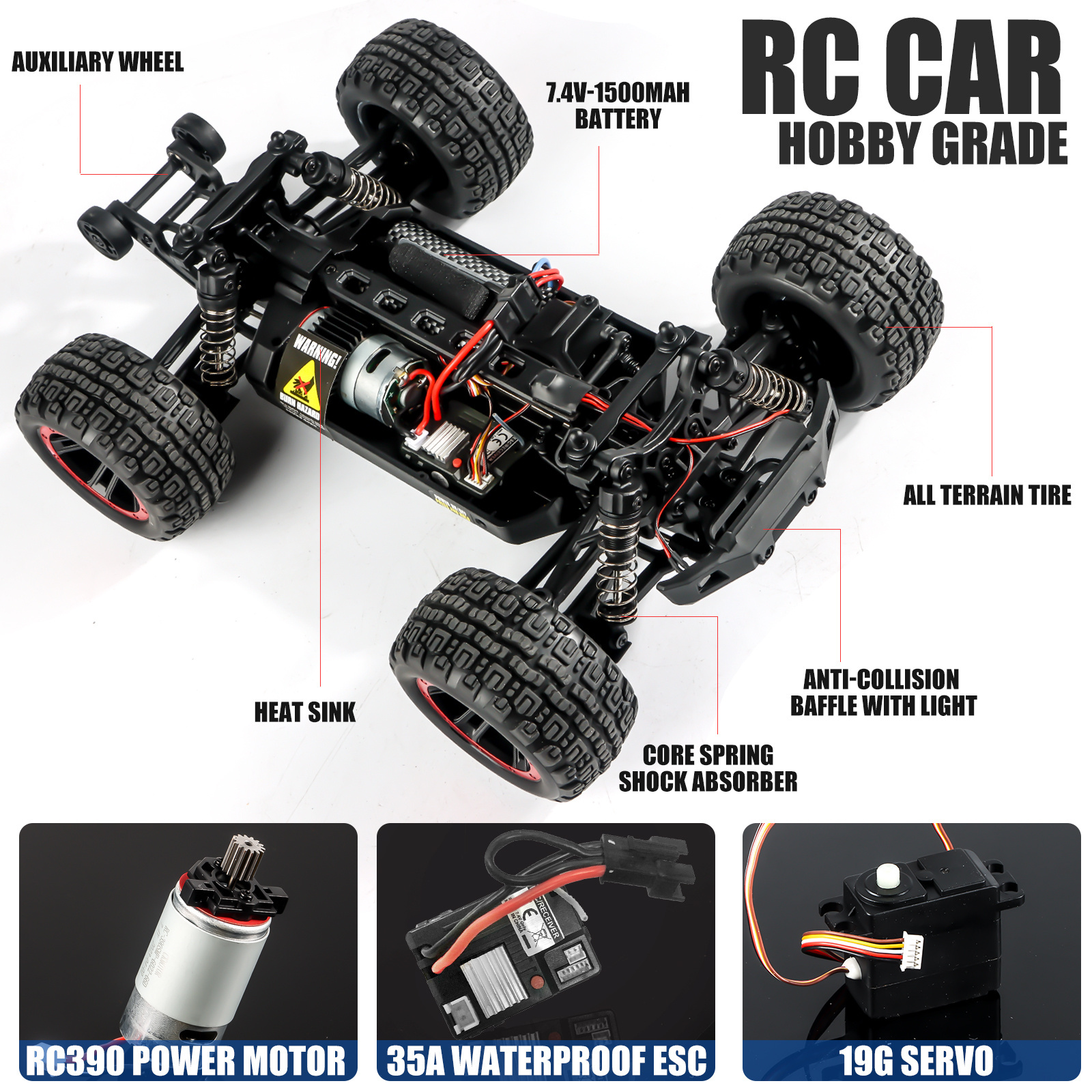 Support OEM ODM customized haiboxing rc model wireless remote control 1/14 full-scale high-speed off-road monster truck