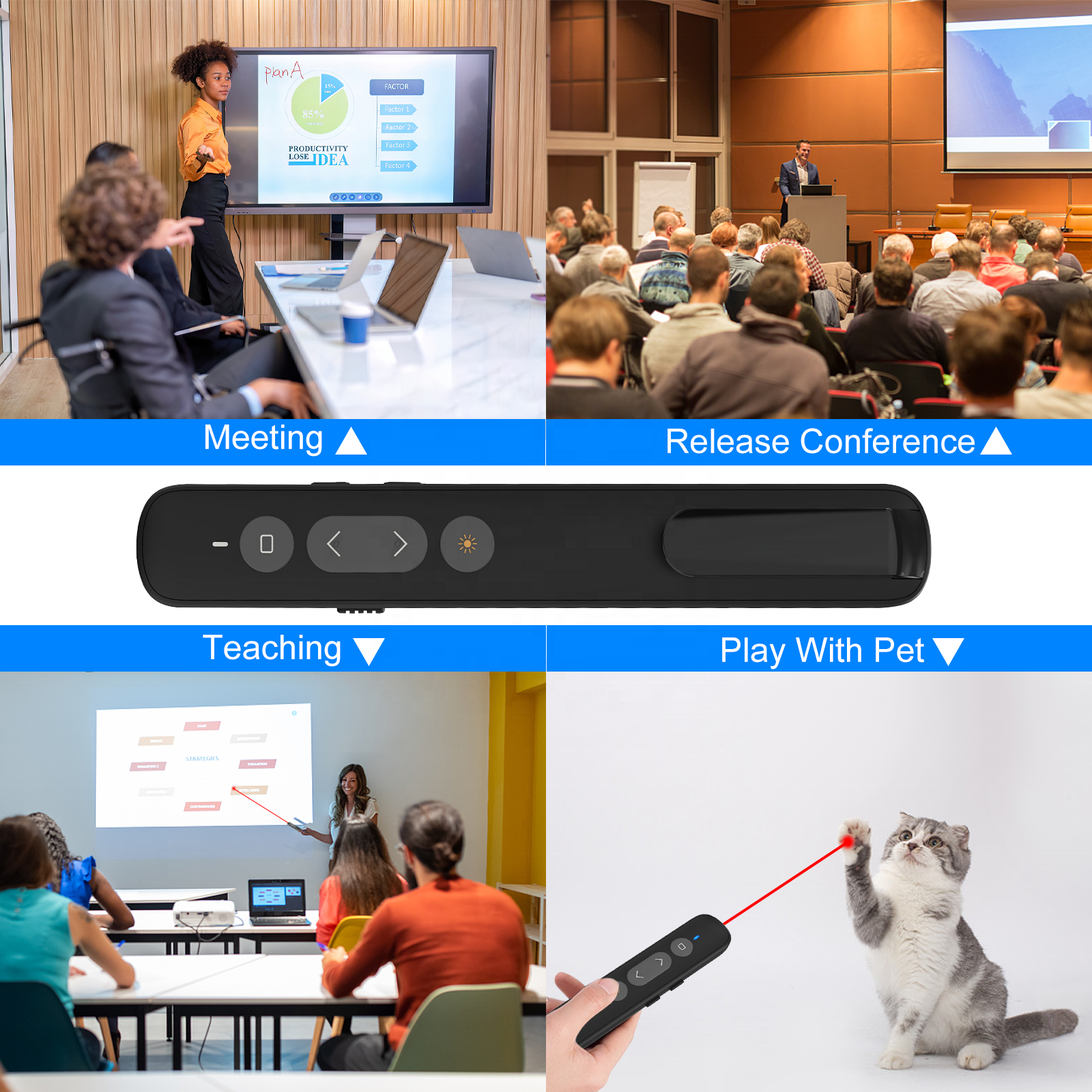 High Quality 2.4ghz Wireless Presenter Pen with Red Laser USB/USB-C 2 in 1 Logo Custom Presenter for Business Cat Laser Pointer