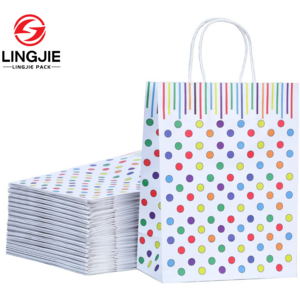 Medium Polka Dot Paper Gift Bag Colorful Bags with Window for Mother's Day Graduation Birthday Bouquet Presents Wrapping