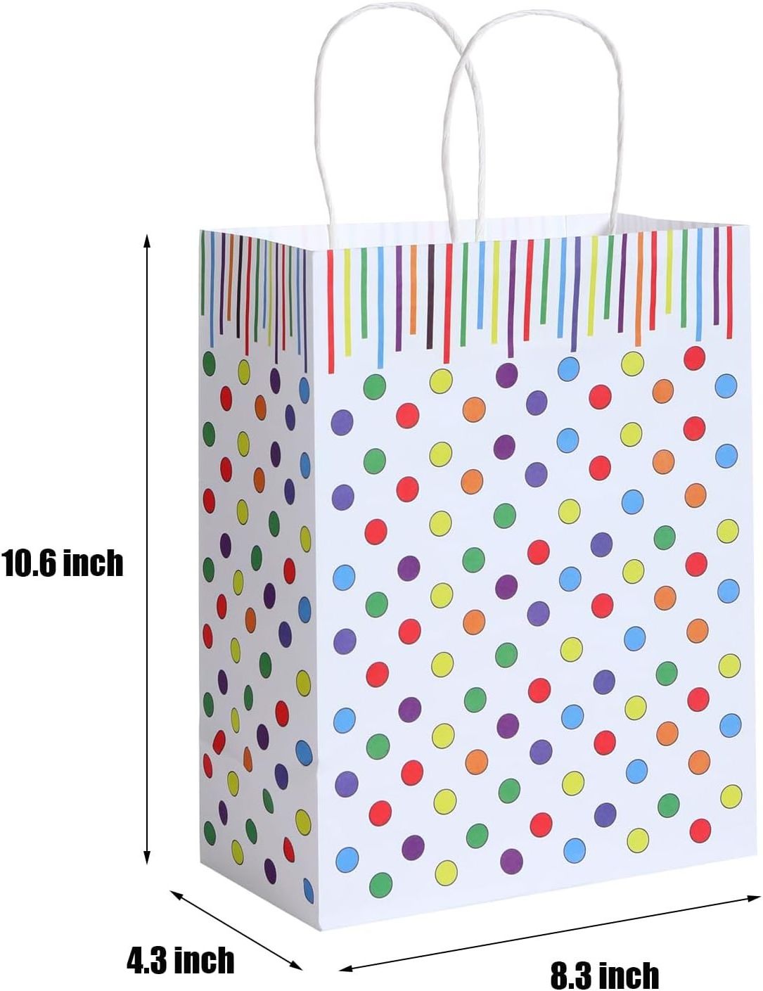 Medium Polka Dot Paper Gift Bag Colorful Bags with Window for Mother's Day Graduation Birthday Bouquet Presents Wrapping