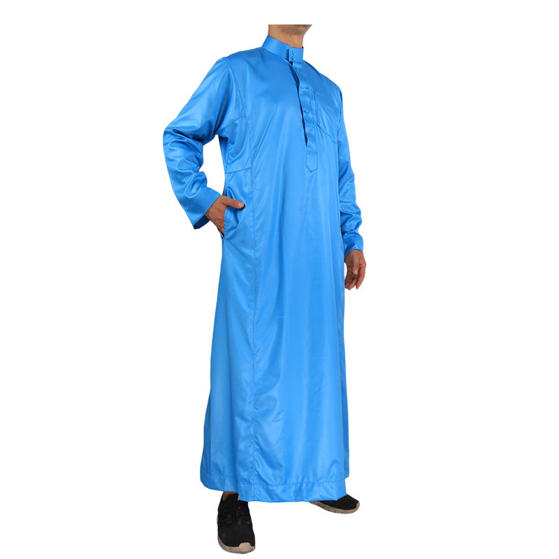 Good Quality shiny material Saudi Muslim Men Jalabya Thobe Factory Wholesale Haramain Men Islamic Clothing