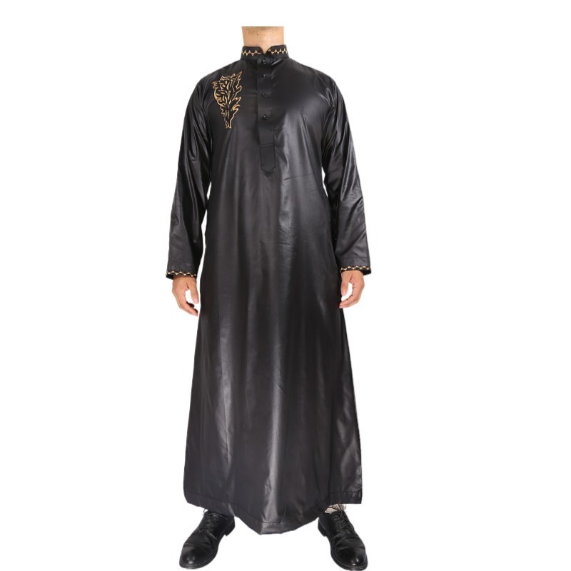 2023 Wholesale traditional muslim clothing men thobe daffah Embroidered thobe