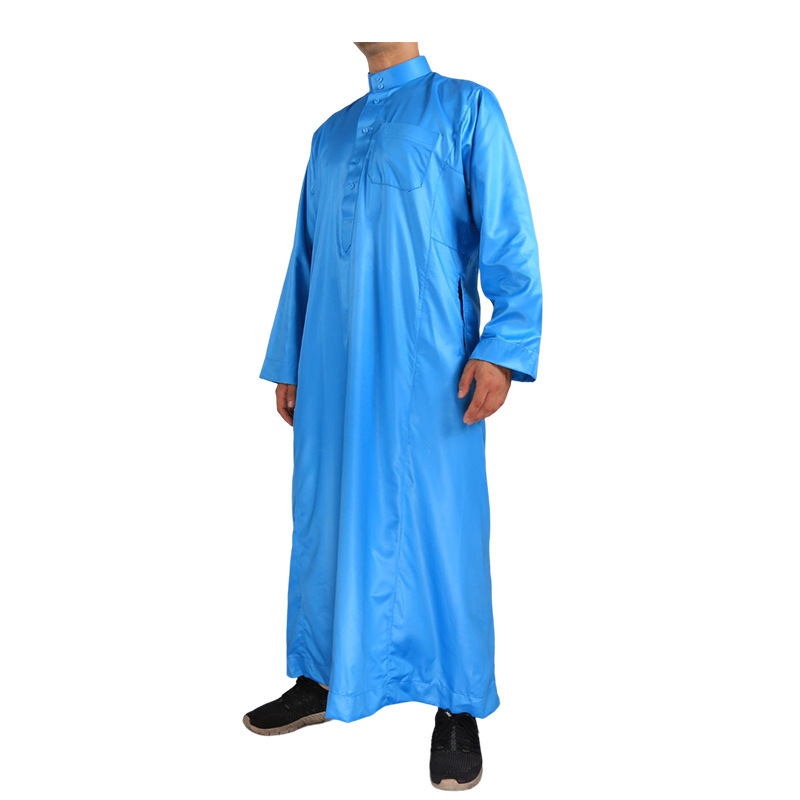 Good Quality shiny material Saudi Muslim Men Jalabya Thobe Factory Wholesale Haramain Men Islamic Clothing