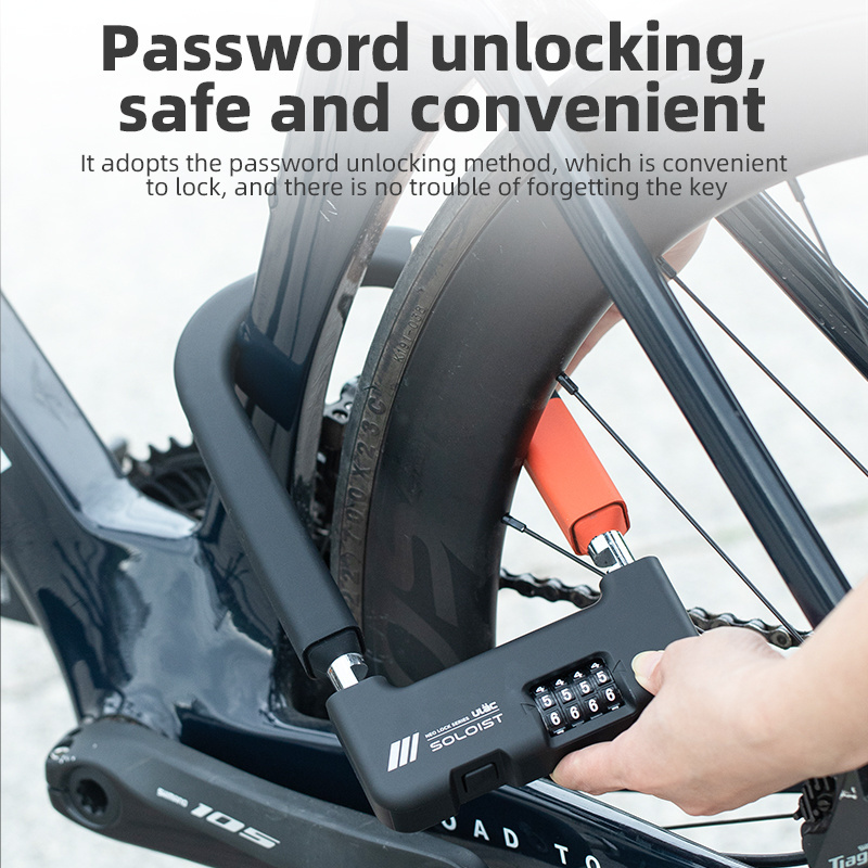 ULAC  Silicone U-type combination lock portable Anti Theft Smart bicycle lock u lock with alarm