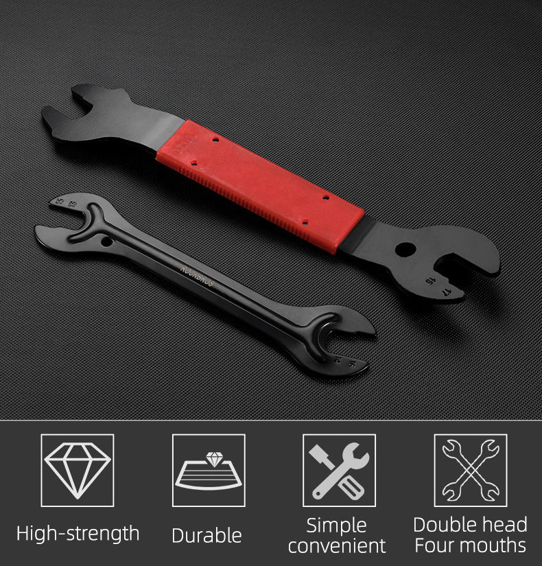 ROCKBROS Carbon Steel Bike Head Portable Open End Axle Hub Cone Wrench Spanner Durable Mountain Road Bicycle Service Tool 15/16