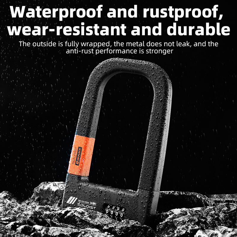 ULAC  Silicone U-type combination lock portable Anti Theft Smart bicycle lock u lock with alarm