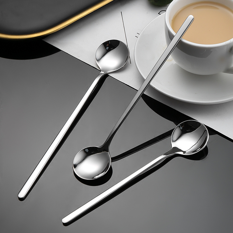 Customized 10cm 13cm 15cm 17cm Mini Small Long Handle 304 Stainless Steel Rose Gold Teaspoon Metal Dessert Tea Coffee Spoon