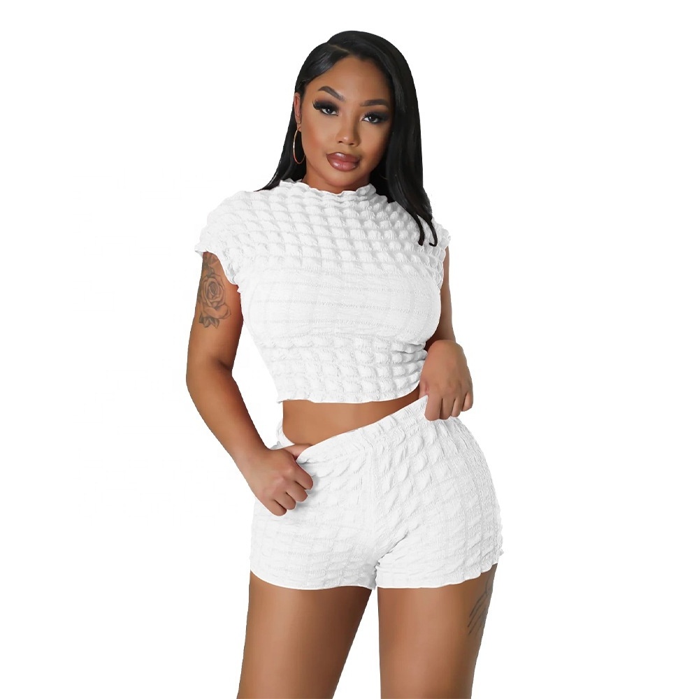 Hot Selling Ladies Women Summer New Style Two 2 Piece Crop Top T Shirt And Shorts Set Items Clothing 2023 Summer Casual Outfit