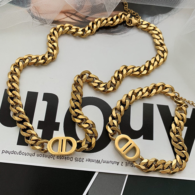 fashion jewelry 2022 women stainless steel necklace design jewelry DD dainty gold necklace bracelet femme fine jewelry