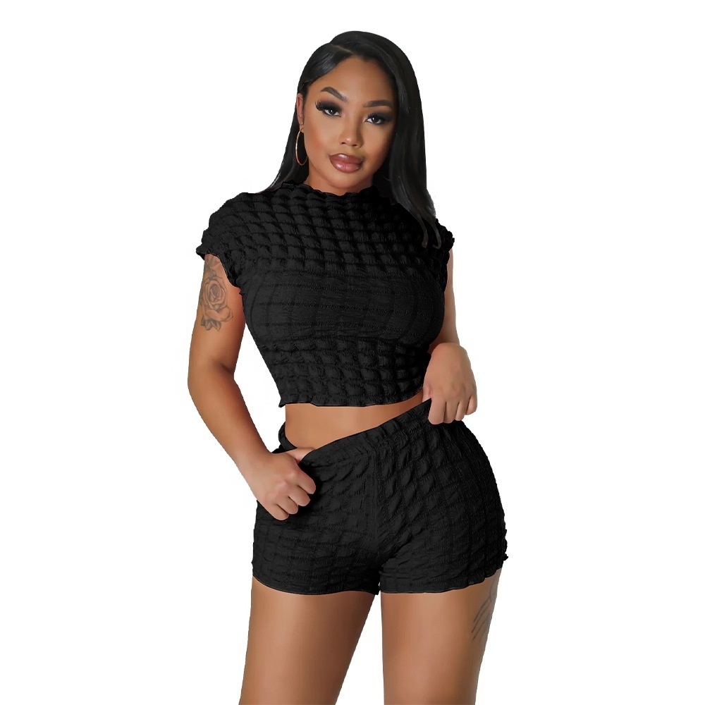 Hot Selling Ladies Women Summer New Style Two 2 Piece Crop Top T Shirt And Shorts Set Items Clothing 2023 Summer Casual Outfit