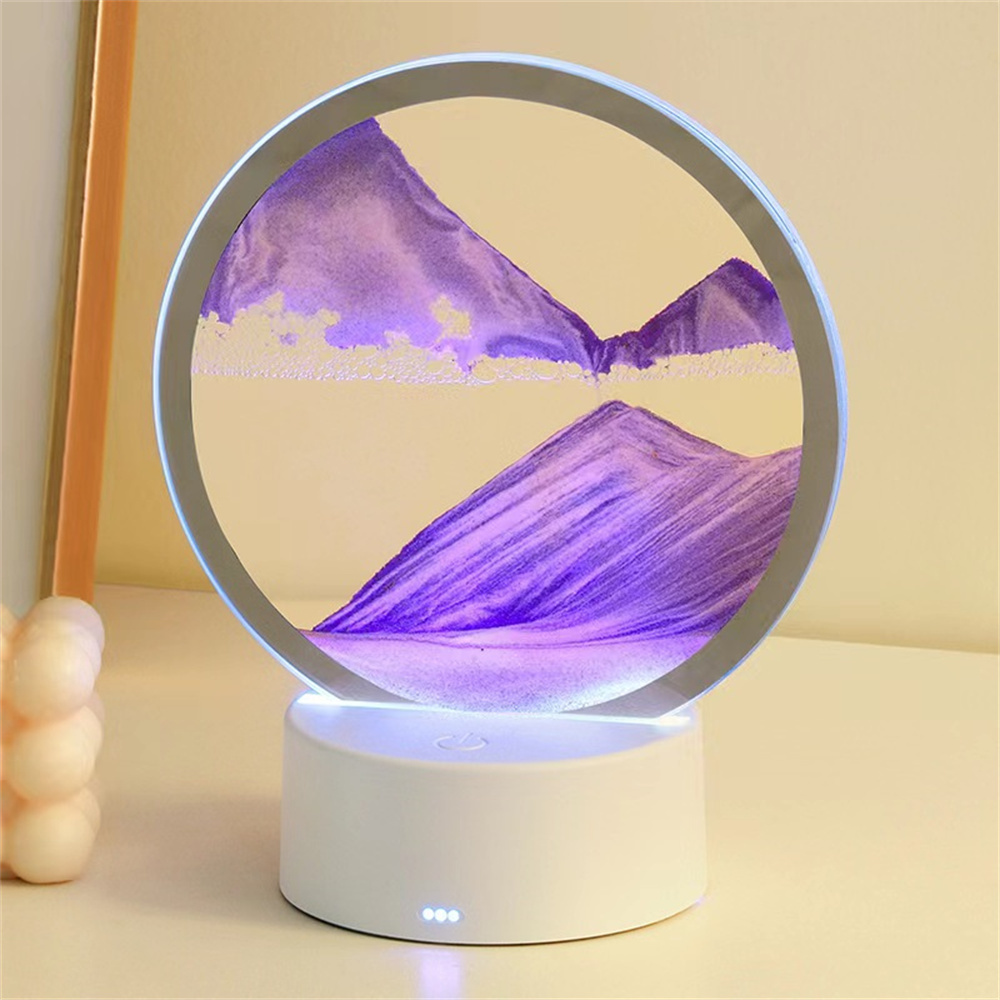 LED Light Creative Quicksand Table Lamp Moving Sand Art Picture 3D Hourglass Deep Sea Sandscape Bedroom Lamp for Home Decor Gift