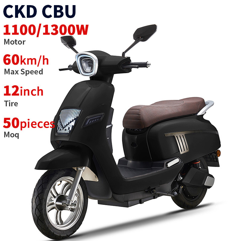 CKD SKD 12inch 1100/1300W affordable electric moped 60km/h max speed 2 wheel racing electric scooter motorbike for sell