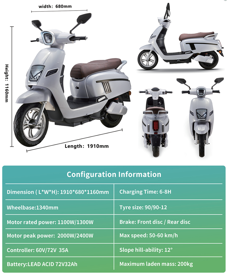 CKD SKD 12inch 1100/1300W affordable electric moped 60km/h max speed 2 wheel racing electric scooter motorbike for sell