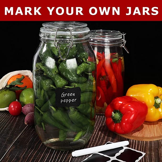 Wide mouth glass container 2 liter transparent jam jar with sealing cover and leak proof rubber gasket