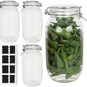 Wide mouth glass container 2 liter transparent jam jar with sealing cover and leak proof rubber gasket