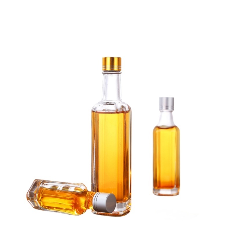 High quality 250ml 500ml 750ml transparent square empty olive oil glass bottle