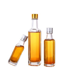 High quality 250ml 500ml 750ml transparent square empty olive oil glass bottle