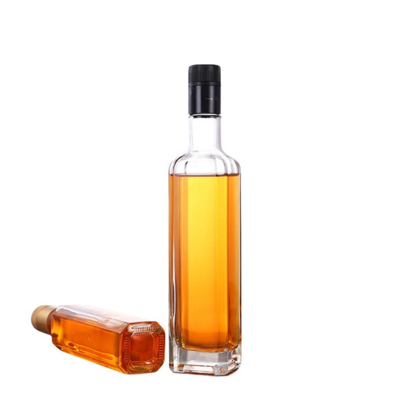 High quality 250ml 500ml 750ml transparent square empty olive oil glass bottle