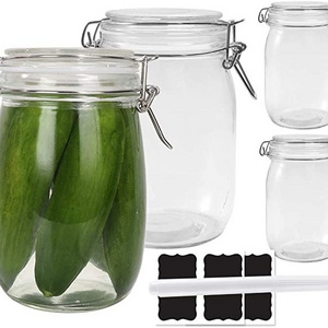 Wholesale transparent glass pickle cans, glass jam cans with sealing  and leak proof rubber pads