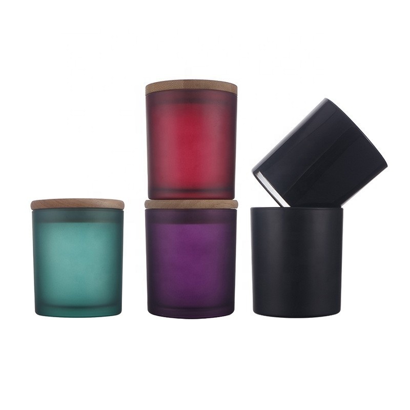 Color frosted candle jar glass with lid wholesale small candle jar