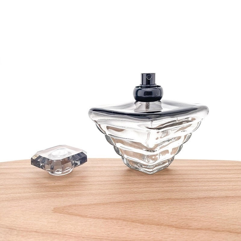 Custom Pyramid Shape Clear 50ML Luxury Fine Mist Atomizer Glass Perfume Spray Pump Bottle