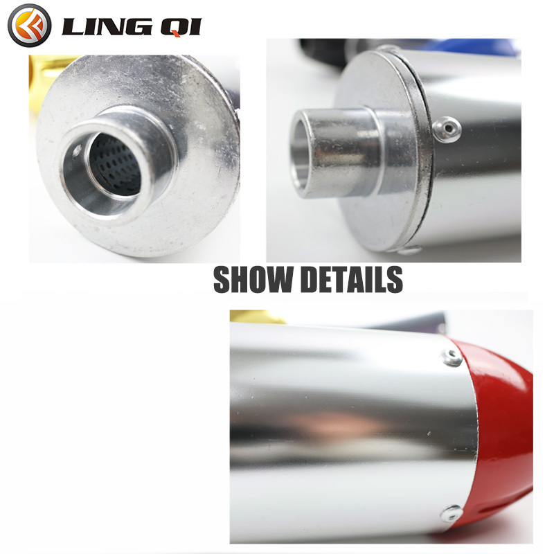 LINGQI Modified Universal Bullet Head Exhaust Pipe Muffler Fit For Dirt Pit Bike Off Road ATV Exhaust Muffler Silencer Pipe