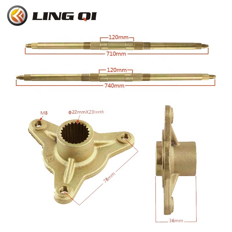 LING QI 710mm 740mm Go Kart Rear Axle Shaft Assembly Wheel Brake Kit Master For Go Buggy