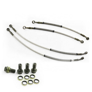 LINGQI Dirt Pit Bike Parts Radiator Kit Steel Oil Cooler Tube With Drain Plug For Motorcycle Monkey Go Kart Street Bike